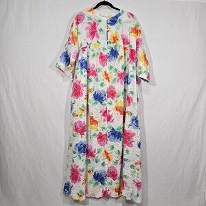USA Vintage 70's Cottagecore Multicolor Floral Maxi Dress by MISS ELAINE Size XL